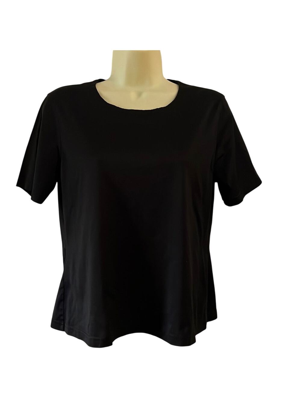 Brooks Brothers Double Mercerized Cotton Black Knit Top Woman Size Medium